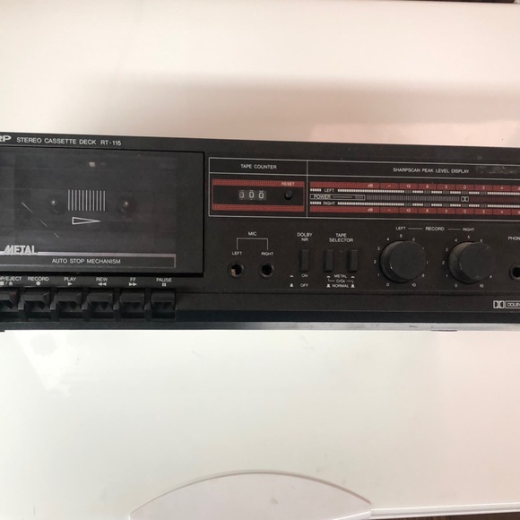 Vintage Sharp RT-115 black stereo cassette deck Dolby B noise reduction As Is - Picture 2 of 16